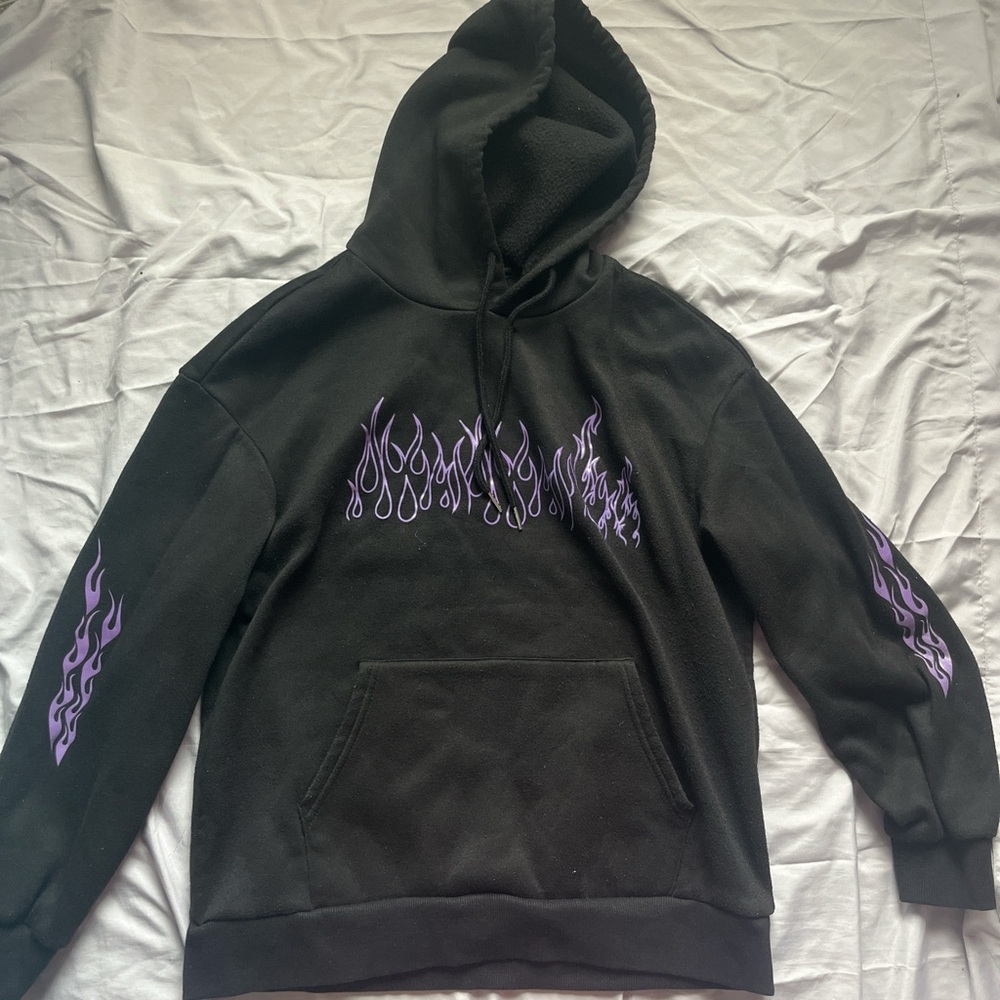 Black and Purple Flame Hoodie